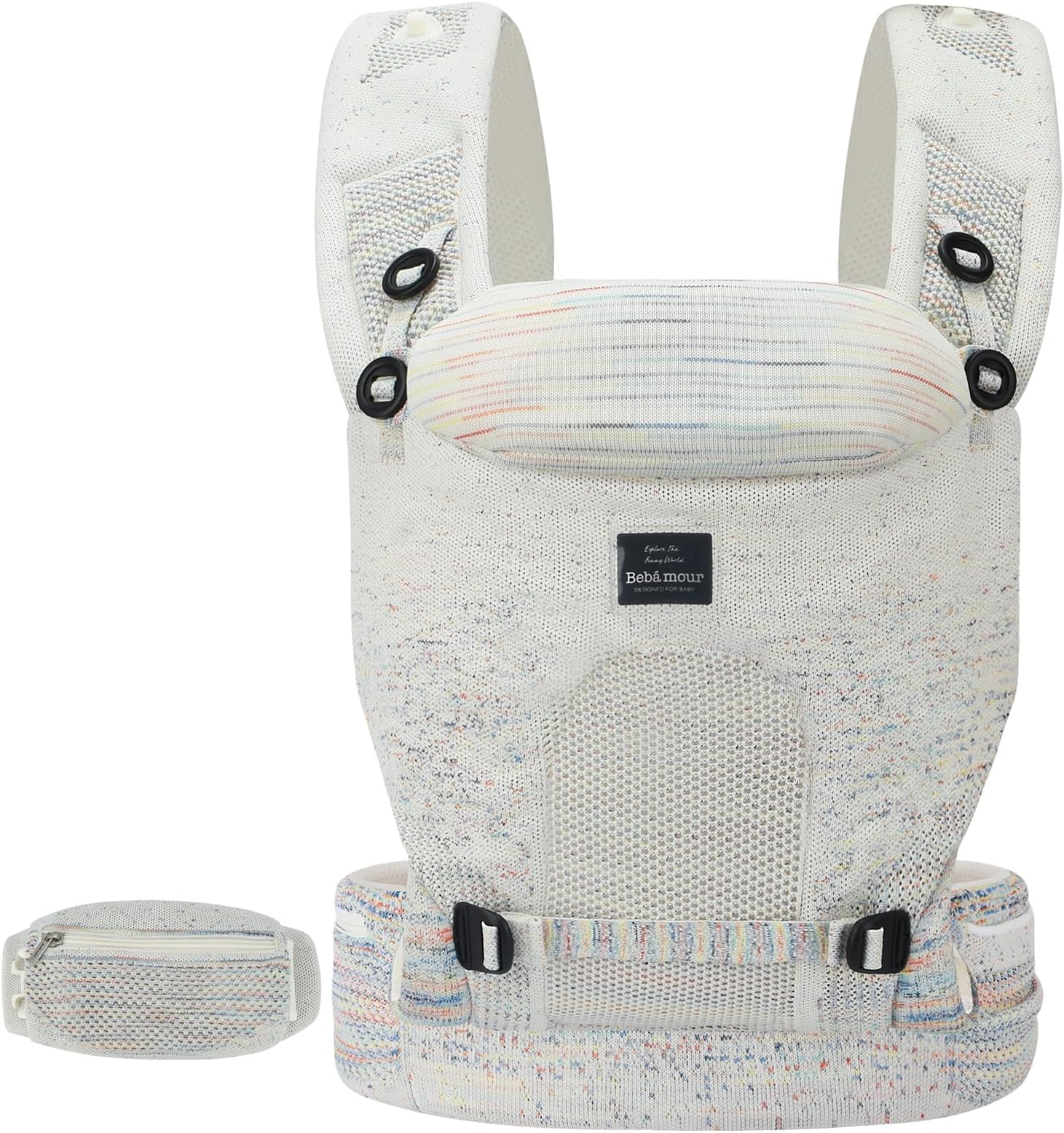 Bebamour Knit Baby Carrier Newborn to Toddler -Lightweight Baby Wrap Carrier 3-in-1 Baby Carrier Front and Back Carry (Cream,7-32 lbs)