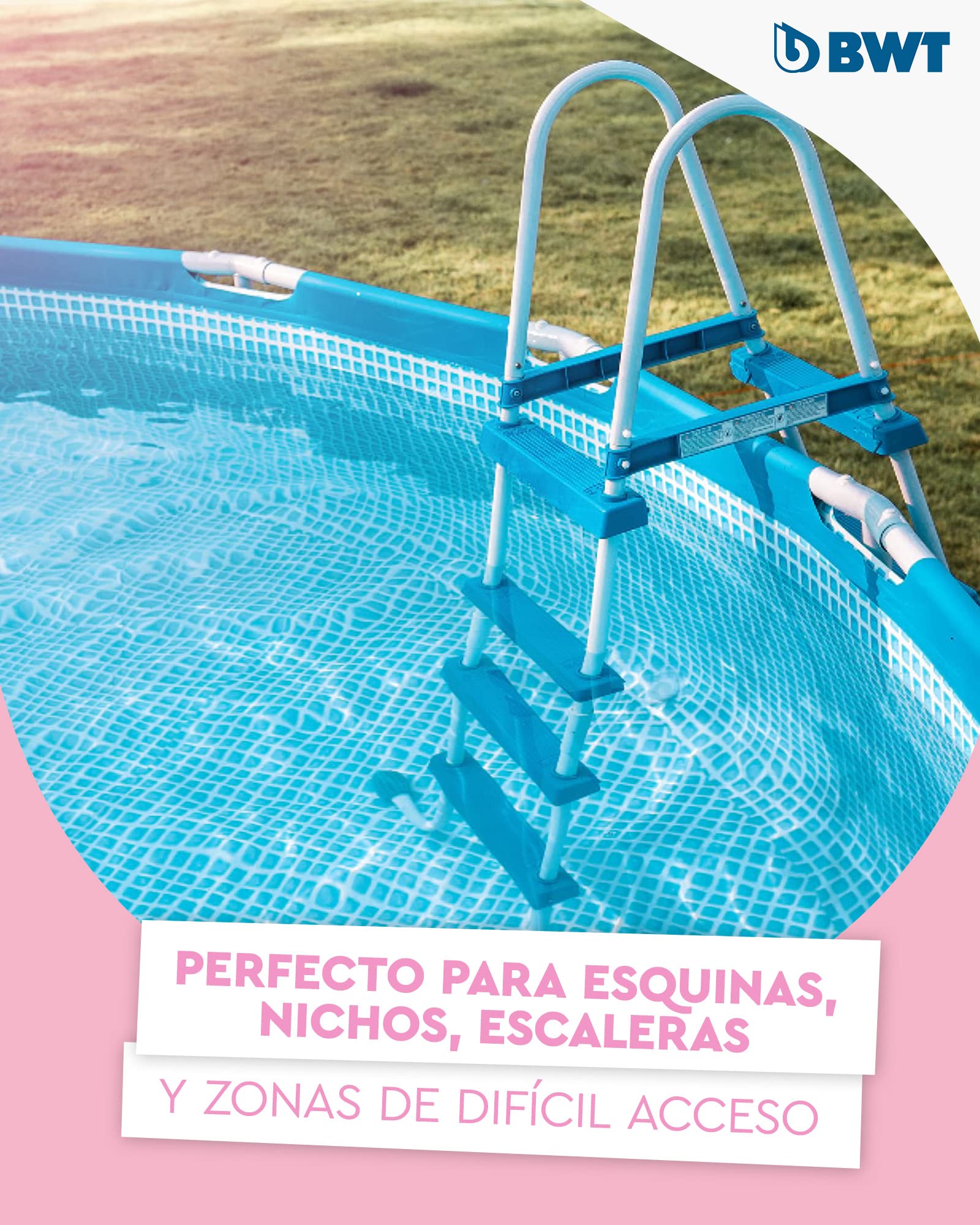 BWT Aspiradora para Piscina BC50 – Limpiador sin Cable con batería, Gran Potencia de succión para Fondo y Paredes, Filtro Integrado, Alternativa al Robot, Kit de Mantenimiento para Piscina