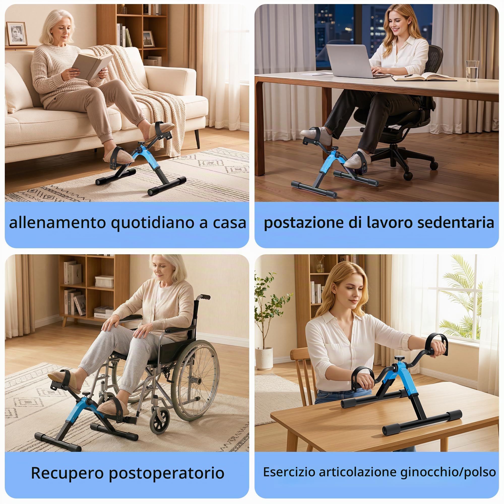 Pedale Exerciser Mini Cyclette per gamba e braccio basso impatto Exercisce Pedalatore pieghevole