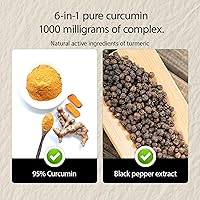 Vista 2 de NIVELLE Curcumina de cúrcuma Suplemento de curcumina de cúrcuma pura de 1000 mg 95% de curcuminoides con propóleos de abeja, jengibre, aceite MCT