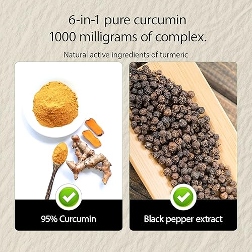 Miniatura 2 de NIVELLE Curcumina de cúrcuma  Suplemento de curcumina de cúrcuma pura de 1000 mg  95% de curcuminoides con propóleos de abeja, jengibre, aceite MCT,