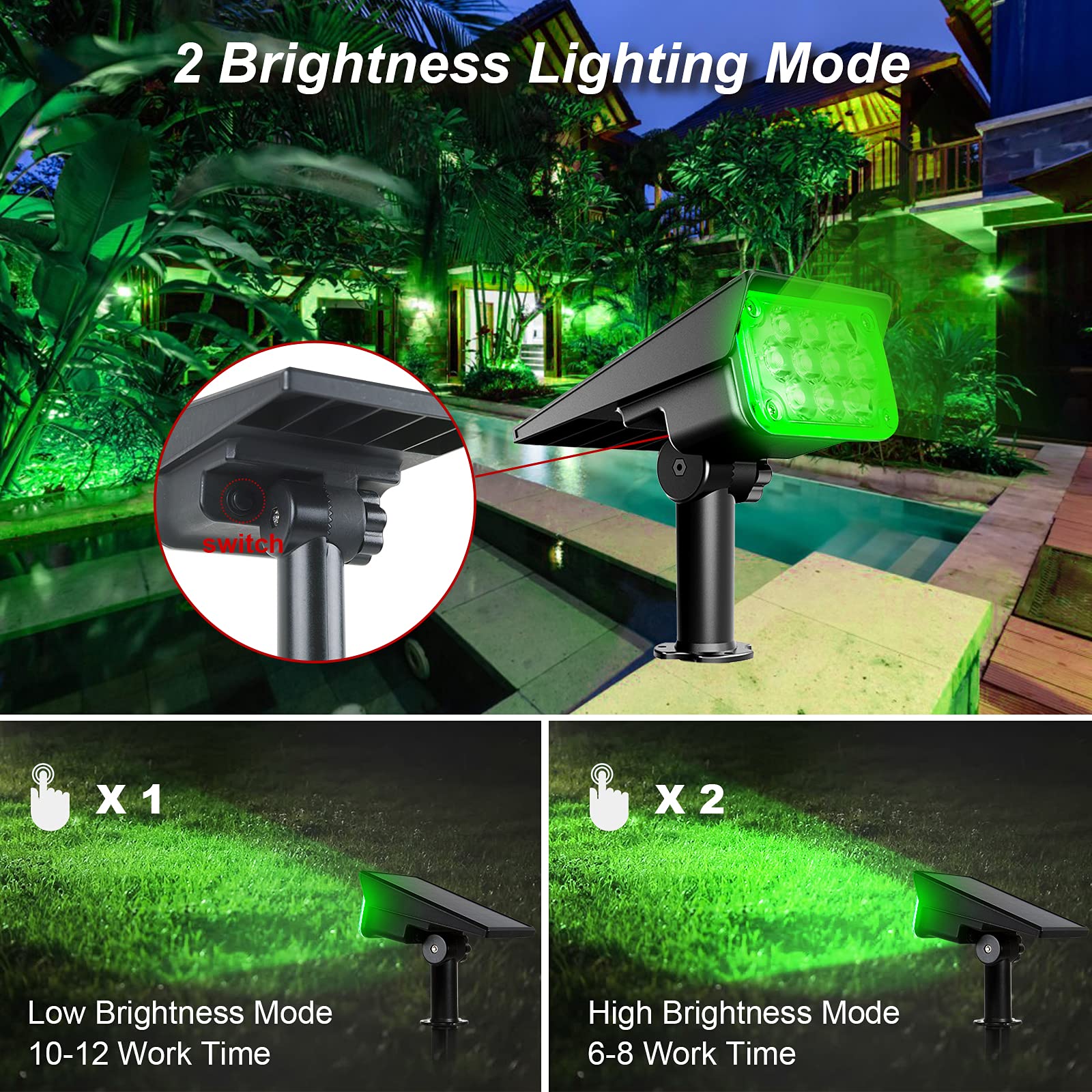 NATPOW Luces Solares LED Exterior, Luz Solar Exterior, 20 LED Impermeables IP65, Lámparas para Jardín, Patio, Calzada, Piscina y Camping (4 Piezas)