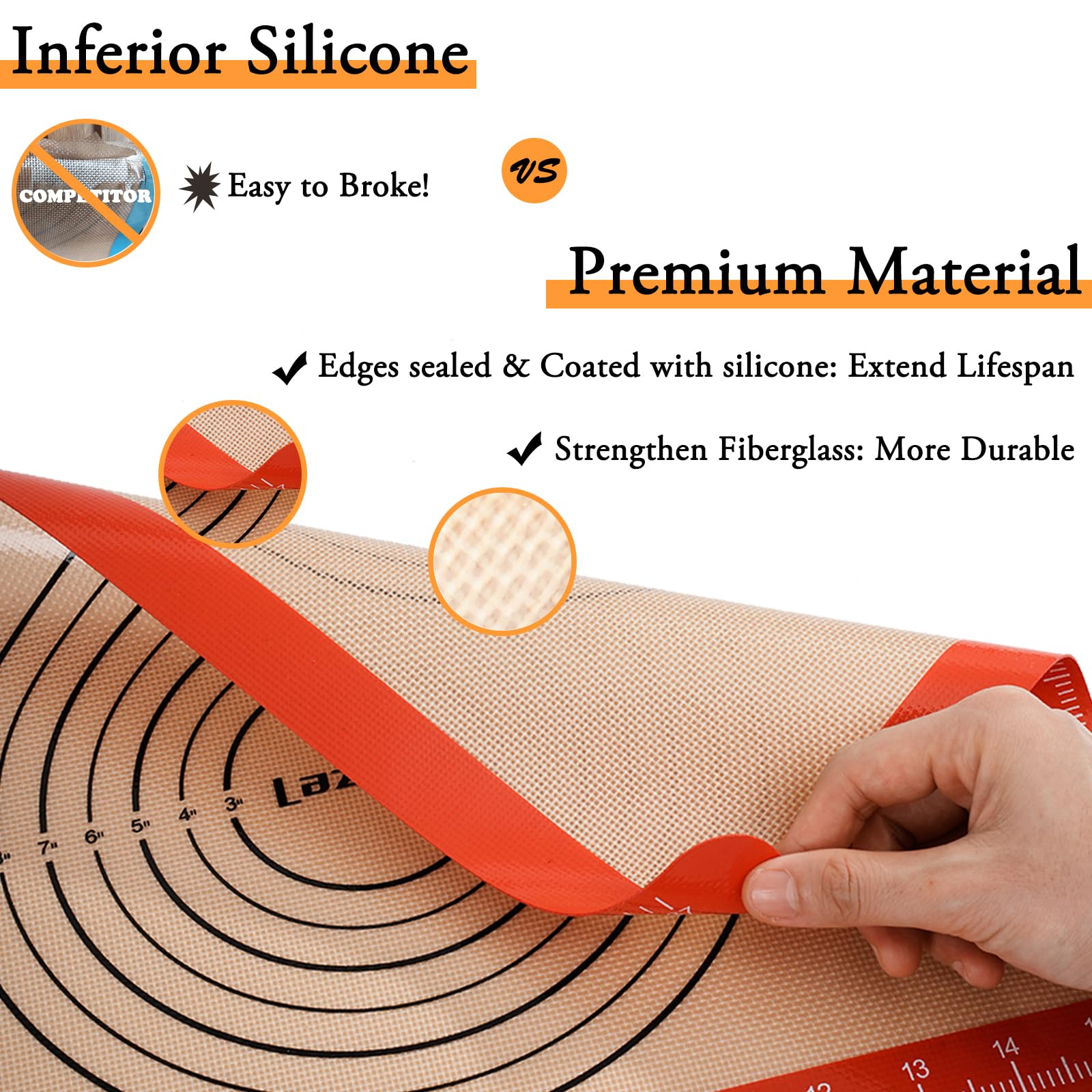 Tappetini da forno in silicone, antiaderenti, riutilizzabili, senza BPA, lavabili e resistenti al calore, per forno a microonde, macaron, biscotti, pasticceria, pane (S: 30 x 21 cm
