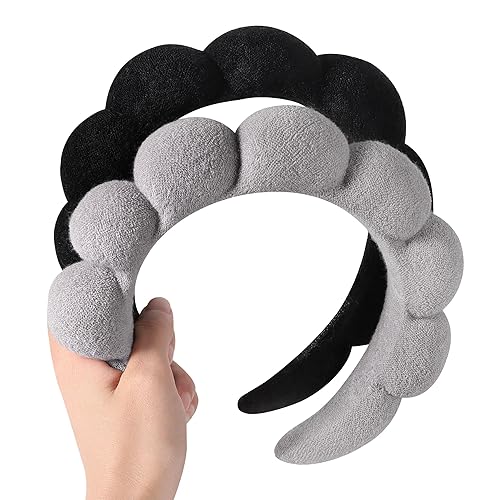 Miniatura 9 de Diademas de spa para lavar la cara o el rostro, juego de 2 diademas para el cuidado de la piel, diadema de tela de rizo, paquete combinado de lavado