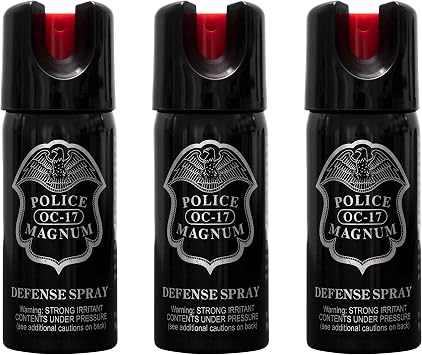 POLICE MAGNUM Pepper Spray- Portable Self Defense- Made in The USA- Maximum Strength-16ft Range- 2oz Twist Lock 3 Pack