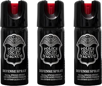 POLICE MAGNUM Pepper Spray- Portable Self Defense- Made in The USA- Maximum Strength-16ft Range- 2oz Twist Lock (3 Pack)