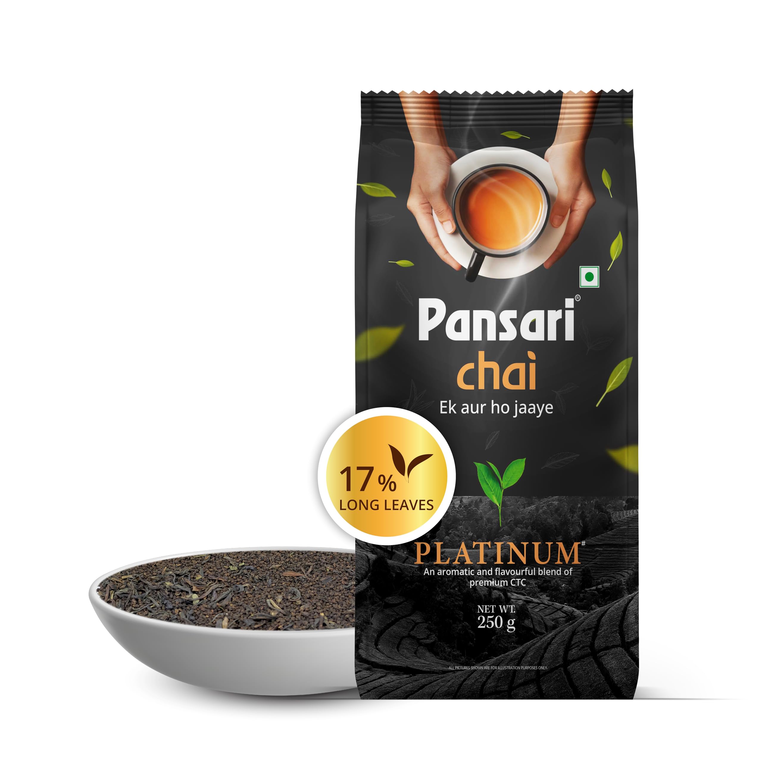 Platinum Premium CTC Chai with 17% Long Leaves Tea | Assam & Darjeeling Blend Tea | 250g Pack | Bold, Rich Aroma for an Authentic Chai Experience