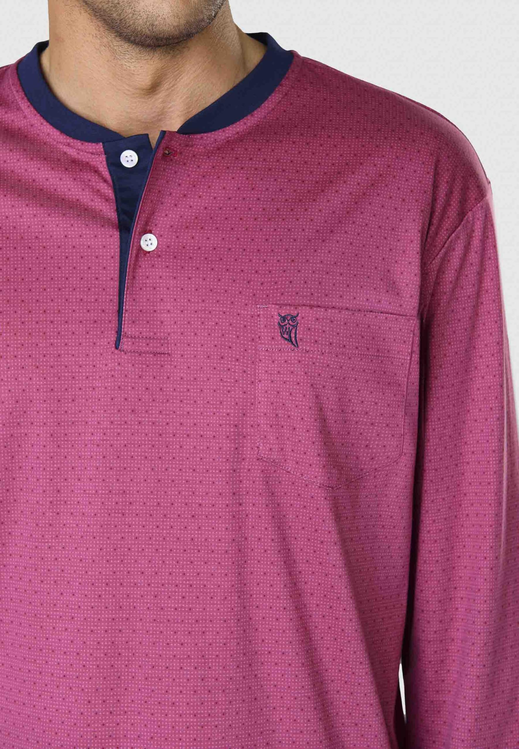 El Búho Nocturno Pijama Hombre Largo Premium Made in Portugal - Punto Grueso 100% Algodón Invierno o Mezcla Entretiempo Otoño - Conjunto Manga Larga Ropa Dormir Caballero