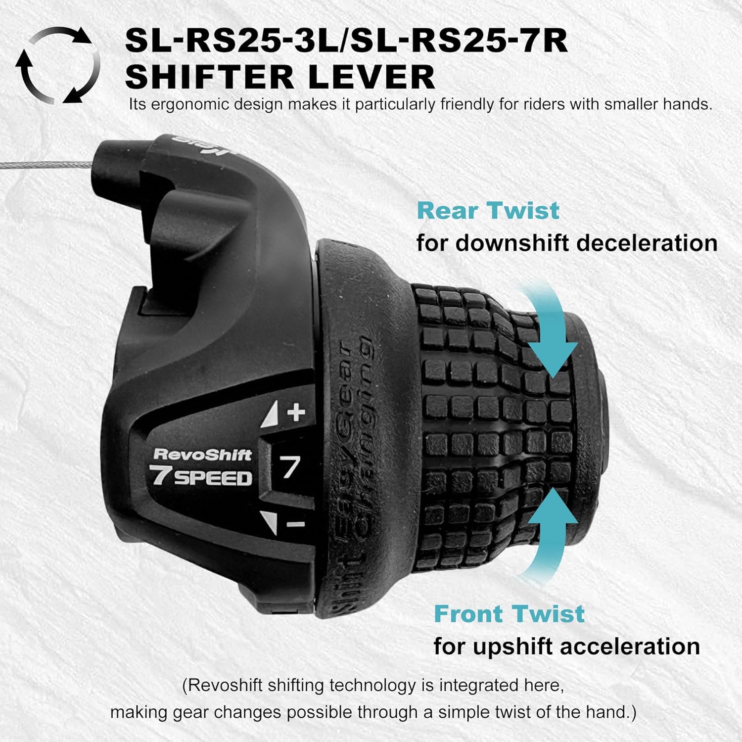 Bike Gear Shifters 3×7 Speed Left SL-RS25 21S Shift Lever Bicycle Twist Grip Thumb Gear Shifter for MTB Folding Mountain Bike