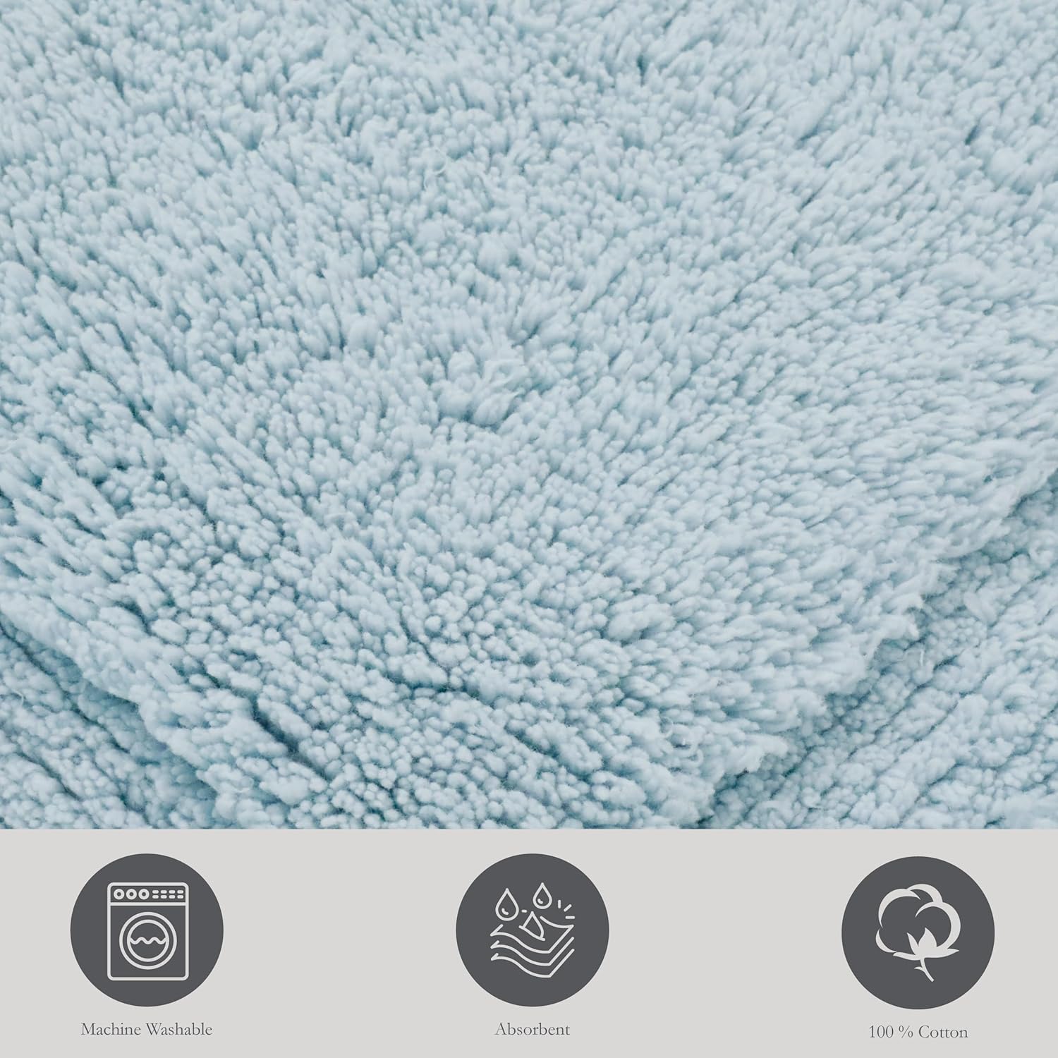 Jean Pierre New York Lydia Border 100% Cotton Bath Mat 2-Piece Set - Non-Slip Bath Rug - Light Blue - 17"x24" & 20" x 32"