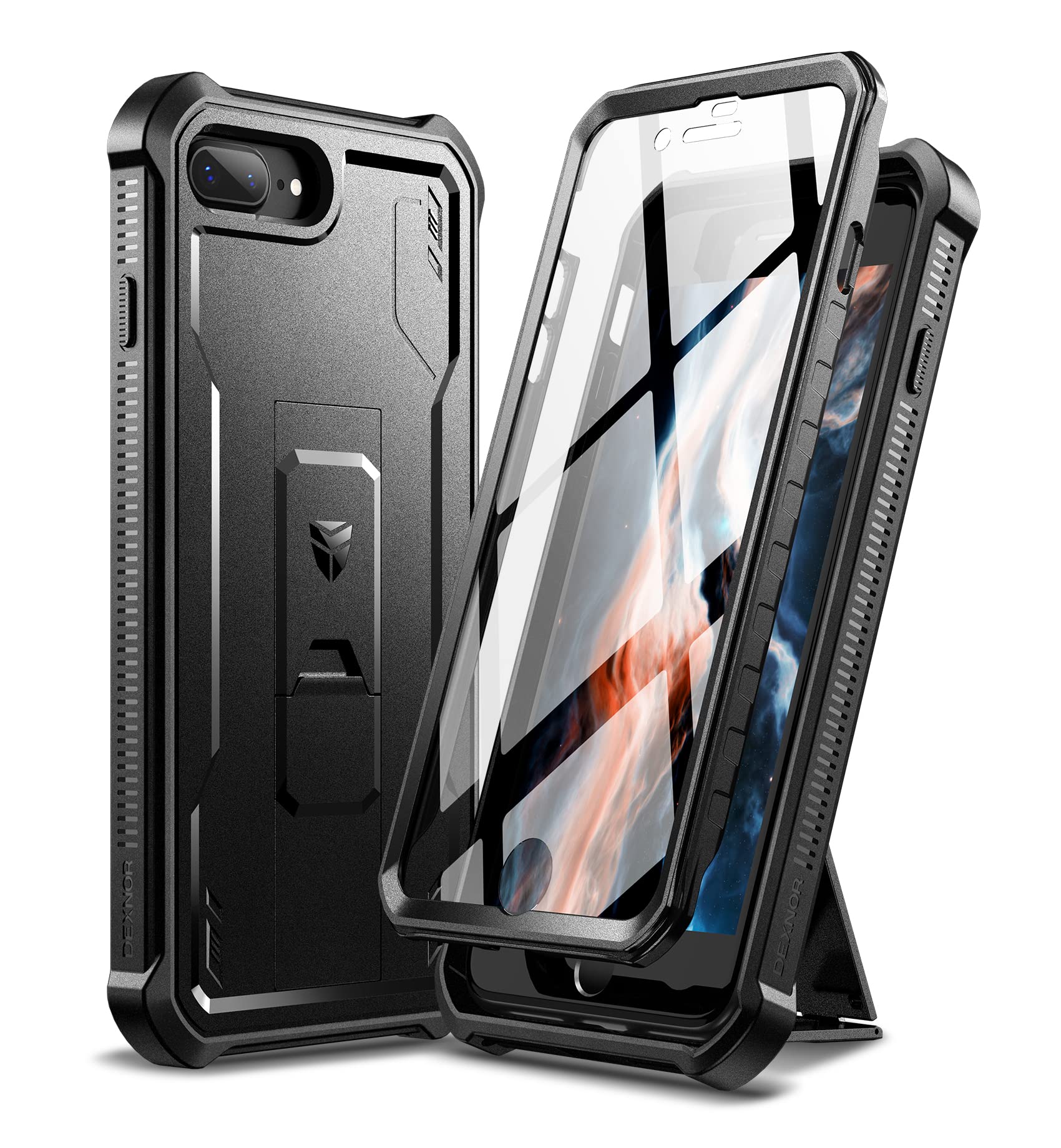 Custodia KaiMai Per IPhone 8 Plus/7 Plus/6 Plus/6s Plus – Protezione Militare Anticaduta 3,5 Metri, Antiscivolo, Con 2 Pellicole HD, Full Body Rigida E Morbida