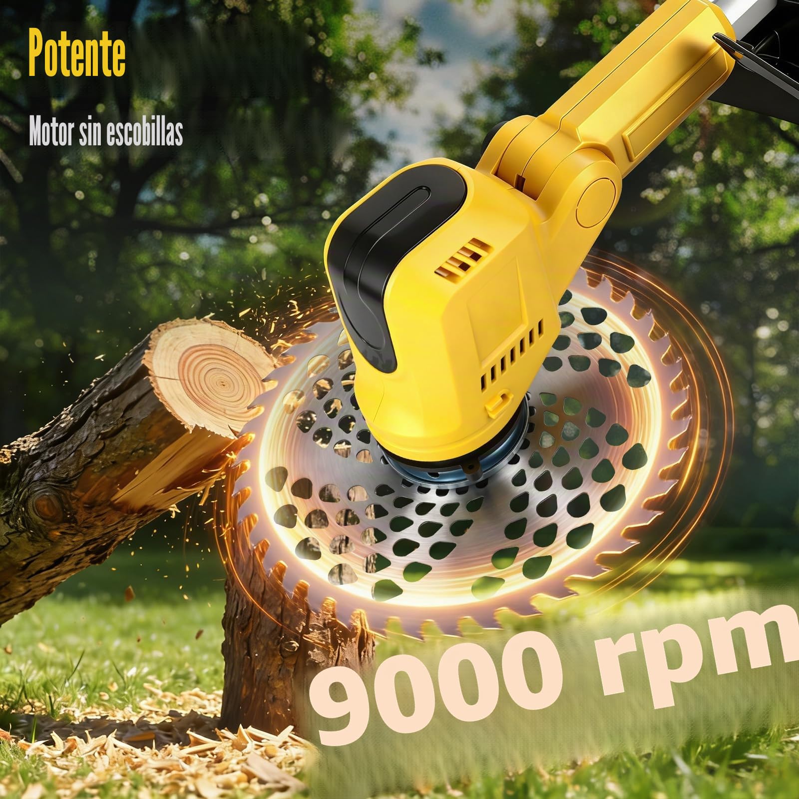 Desbrozadora a Batería para Dewalt 20 V, Cortabordes Eléctrico con Cepillo de Malas Hierbas, Mango telescópico(Ancho de Corte de 24 cm, 9000 R/min) para podar césped de jardín (sin batería)