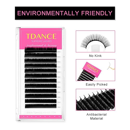 Miniatura 2 de TDANCE - Extensiones de pestañas semipermanentes individuales de 13mm, calidad prémium, curvatura D, 0.05mm de grosor, seda de visón sintético,