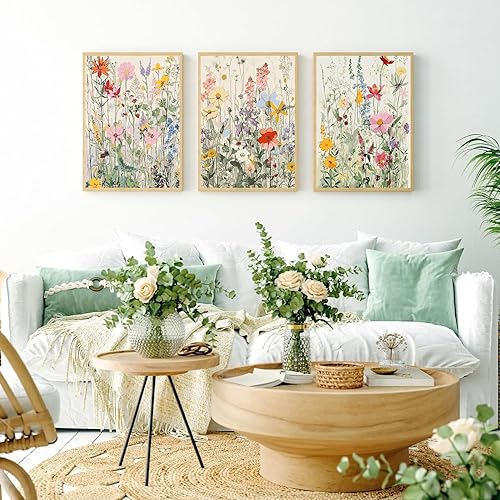 Miniatura 2 de Kit de pintura por números para adultos con marco de madera, kit de pintura por números de flores silvestres para adultos, kit de pintura acrílica