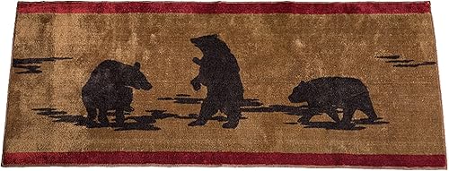 Miniatura 1 de Paseo Road by HiEnd Accents - Tapete de baño y cocina con estampado de osos, rojo y tostado, 24 x 60 pulgadas, antideslizante, lavable, estilo