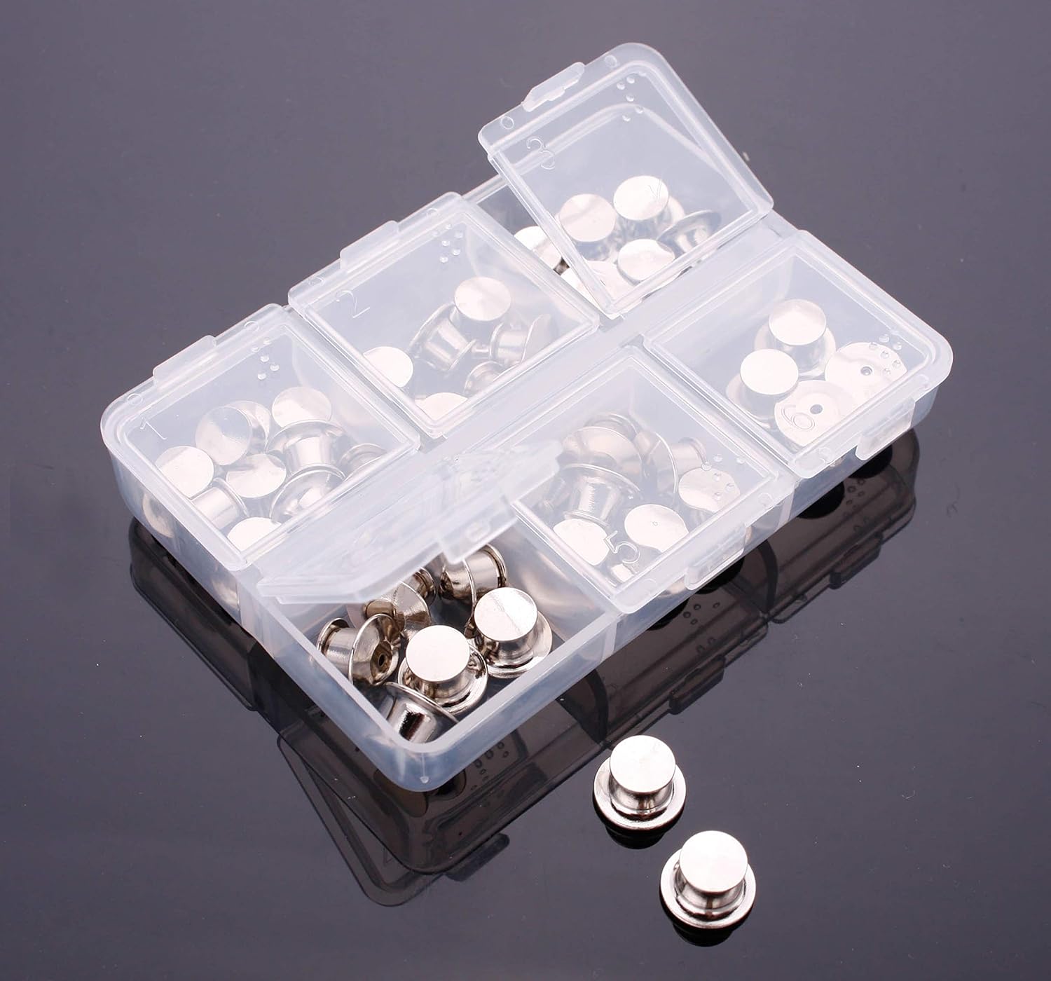 Pin Locks (42 Count) Pin Keepers - Spring Loaded Pinkeepers with Storage Case - Biker Pin Locks- Disney Pin Locks - Veteran Owned Company