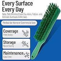 Vista 3 de Cepillo de mostrador manual Sparta de 8 pulgadas de cerdas suaves, cepillo para el polvo de uso múltiple con mango de 5 pulgadas para mesas, Verde