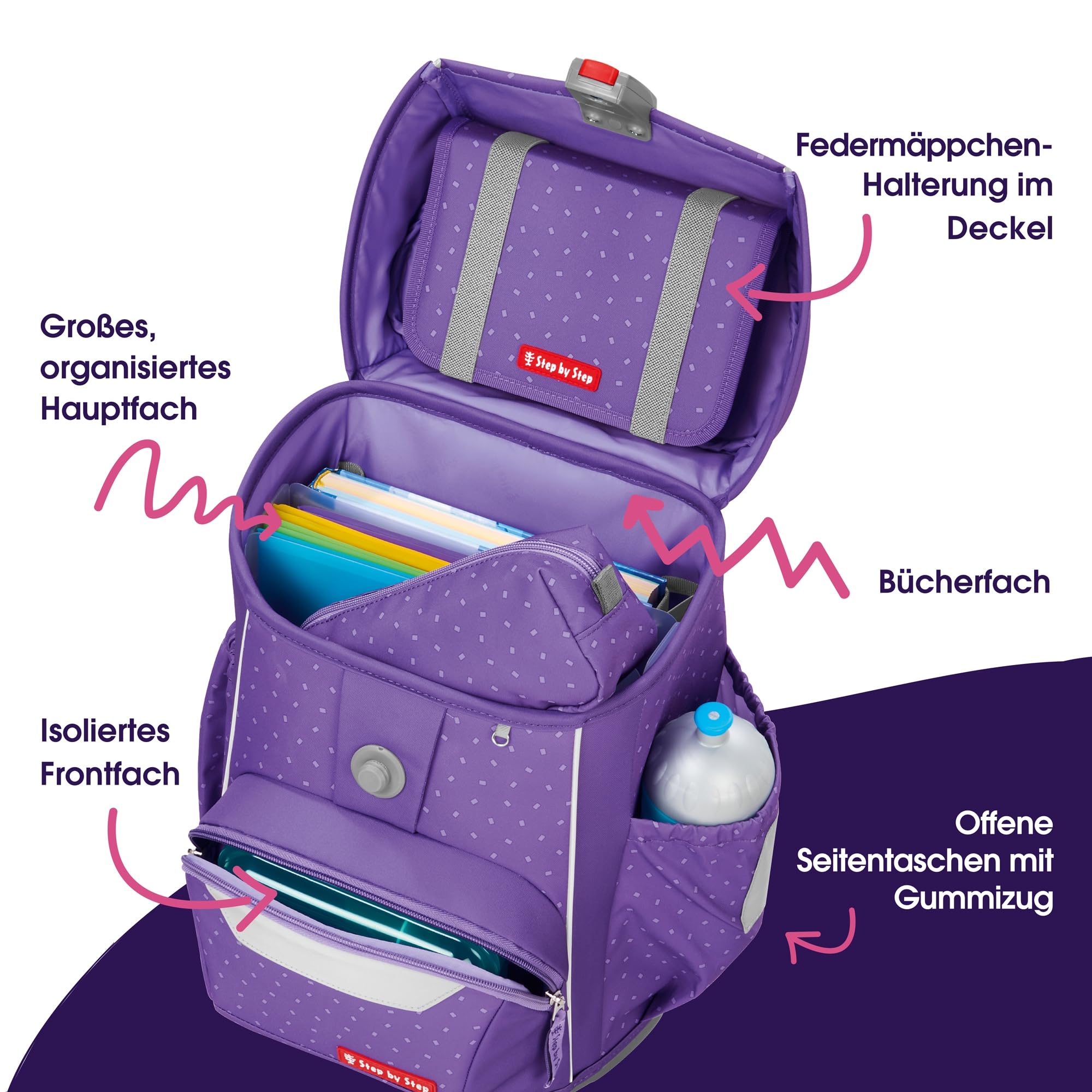 Step by Step Basis Schulranzen-Set 4-teilig Purple Konfetti