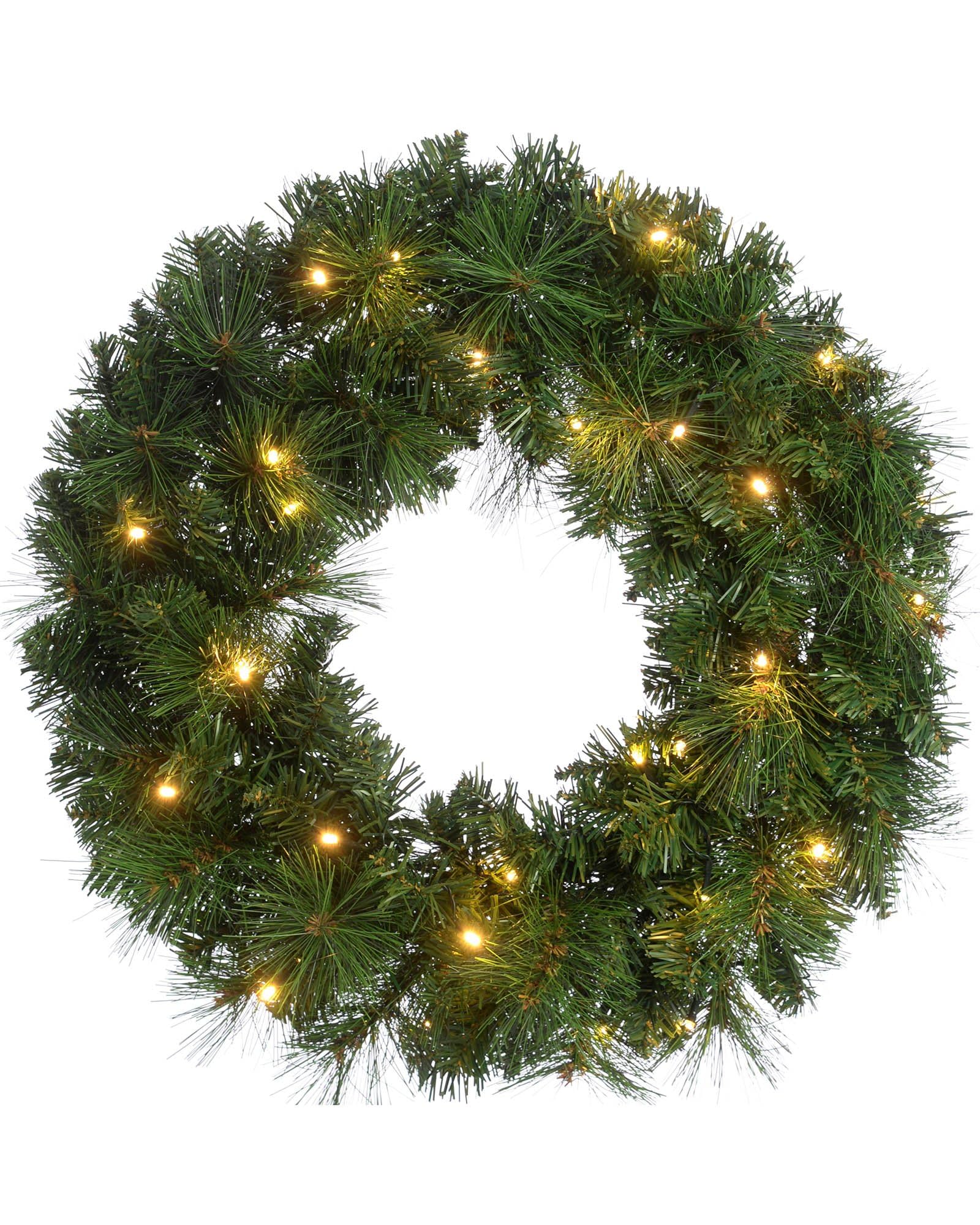 WeRChristmas Pre-Lit Alberta Spruce Wreath Illuminated with 35 Warm White LED Lights, 60 cm - Wreath, Green