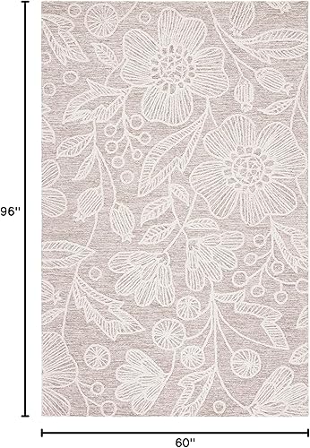 Miniatura 2 de SAFAVIEH Jardin Collection - Alfombra de área de 5 x 8 pies, natural y marfil, lana floral hecha a mano, ideal para zonas de alto tráfico en sala de