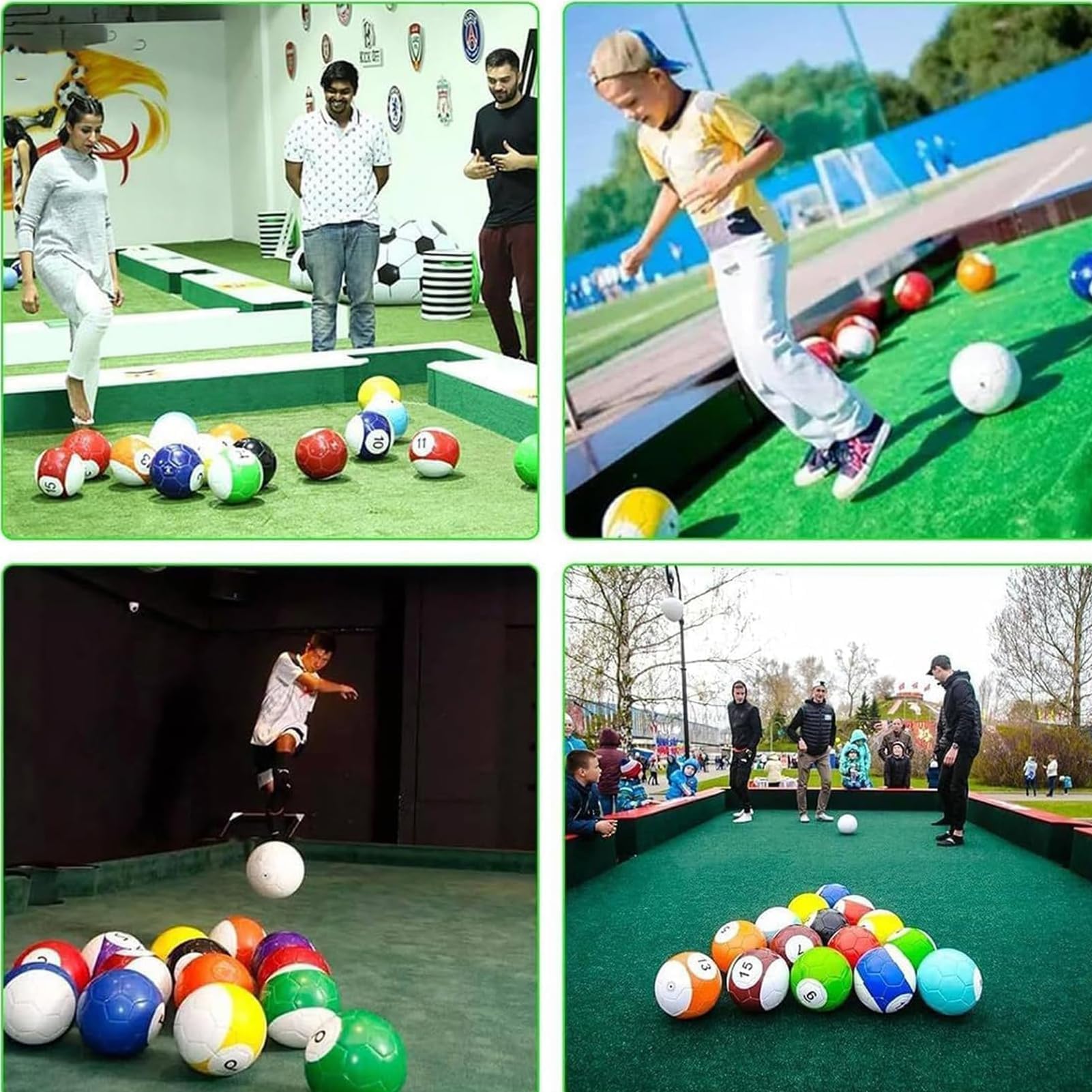 Set de 16 Bolas de Football Pool, Balones Inflables de Cuero para Snooker Soccer y Juego de Billar Gigante con Patadas, Juegos de Mesa Indoor & Outdoor para Jardín, Fiesta, Sala de Juegos