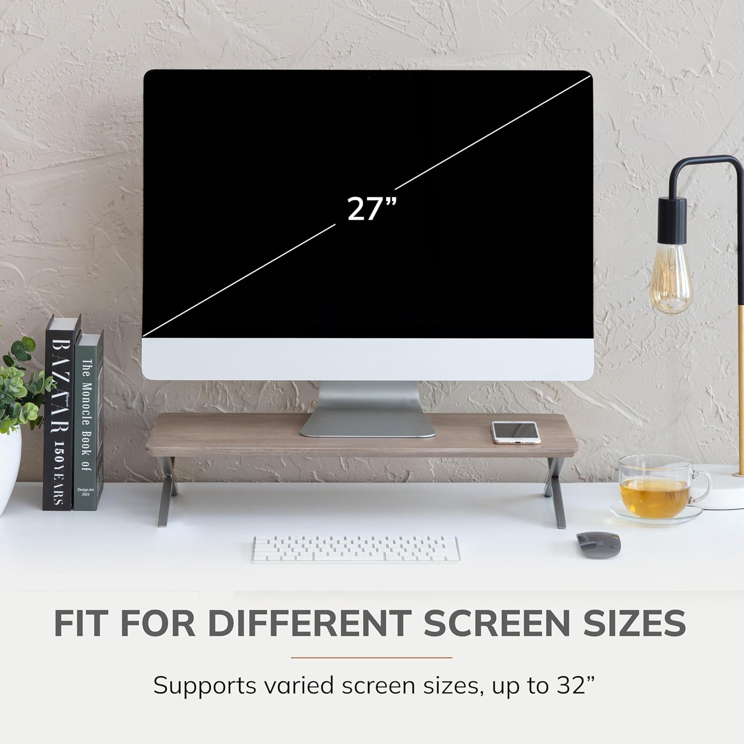 Anji Mountain Monitor Stand - Desktop Organizer & Laptop Riser, Ergonomic Monitor Riser, Space-Saving Monitor Stand for Desk, Durable Construction, Easy Assembly, Ideal for Home & Office,Biscotti