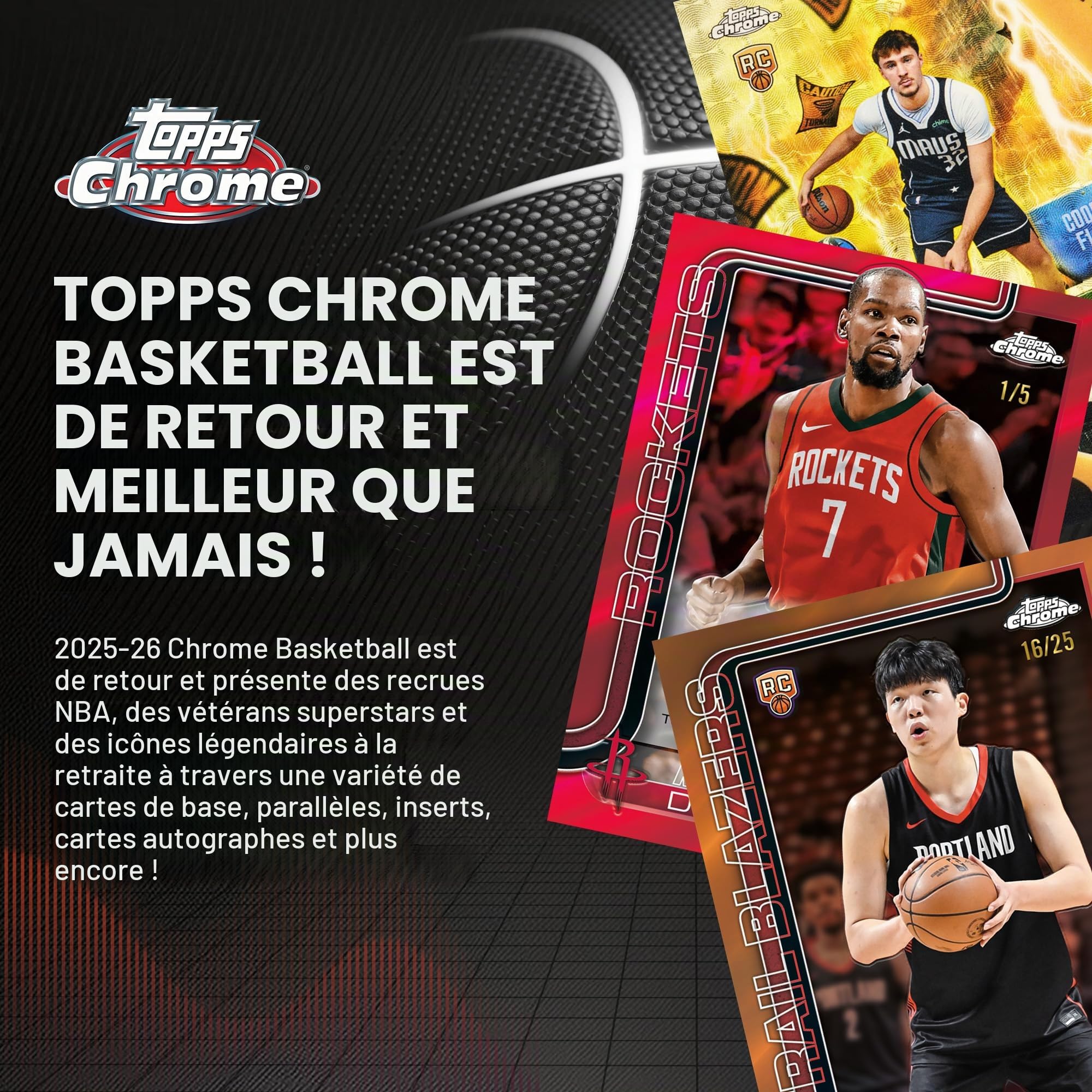 Topps Ballon de Basket chromé 2025-26 – scellé en Usine – Boîte économique