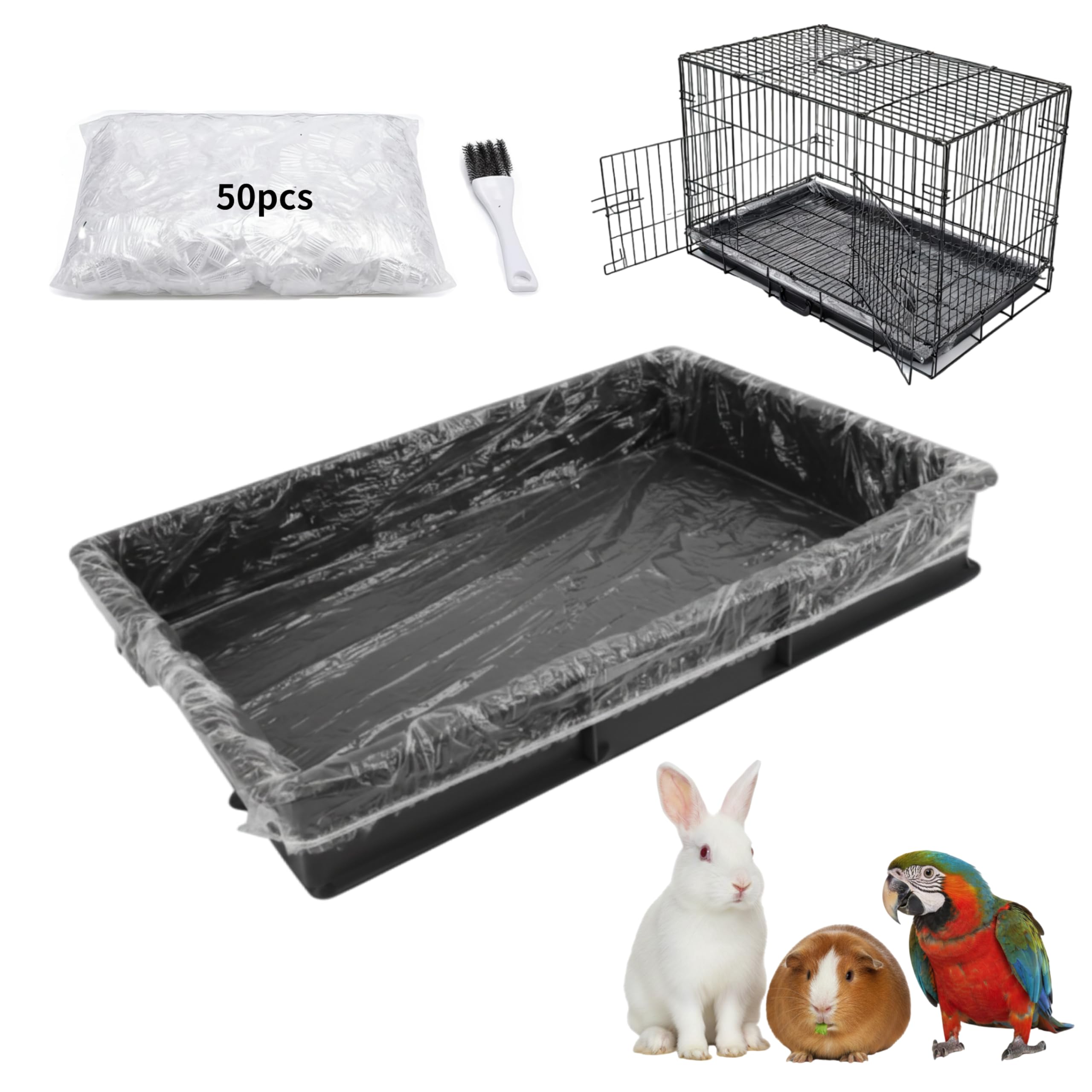Zuisfau 50-Pack Disposable Cage Liners, Fits Trays up to 55x45cm