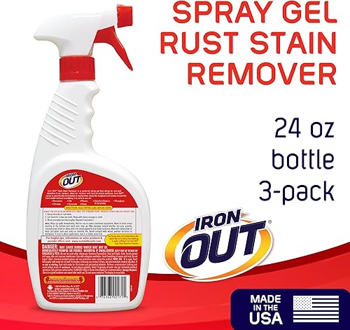 Vista 2 de IRON OUT Rust Stain Remover Spray Gel, Removes Rust Stains in Bathrooms, Kitchens, Laundry, and Outdoors, No Scrubbing, Made in the USA, 24 Ounces