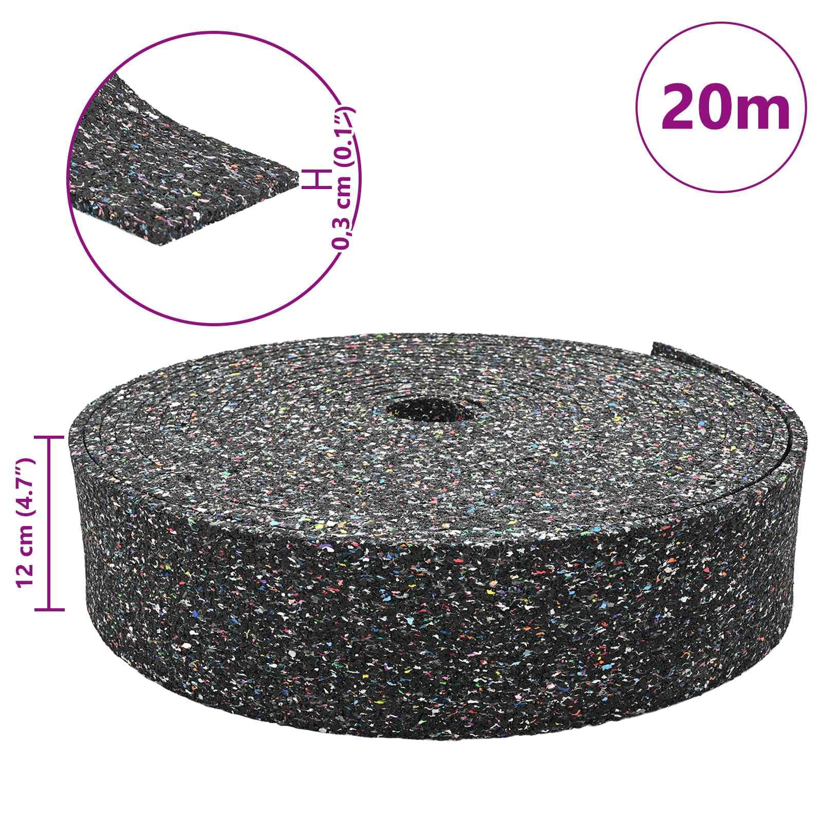 Rotolo di granulato di gomma, nero, 2000 x 12 x 0,3 cm, materiale elastico resistente, antiscivolo, per ufficio, casa, fai da te, per organizzare e fissare documenti