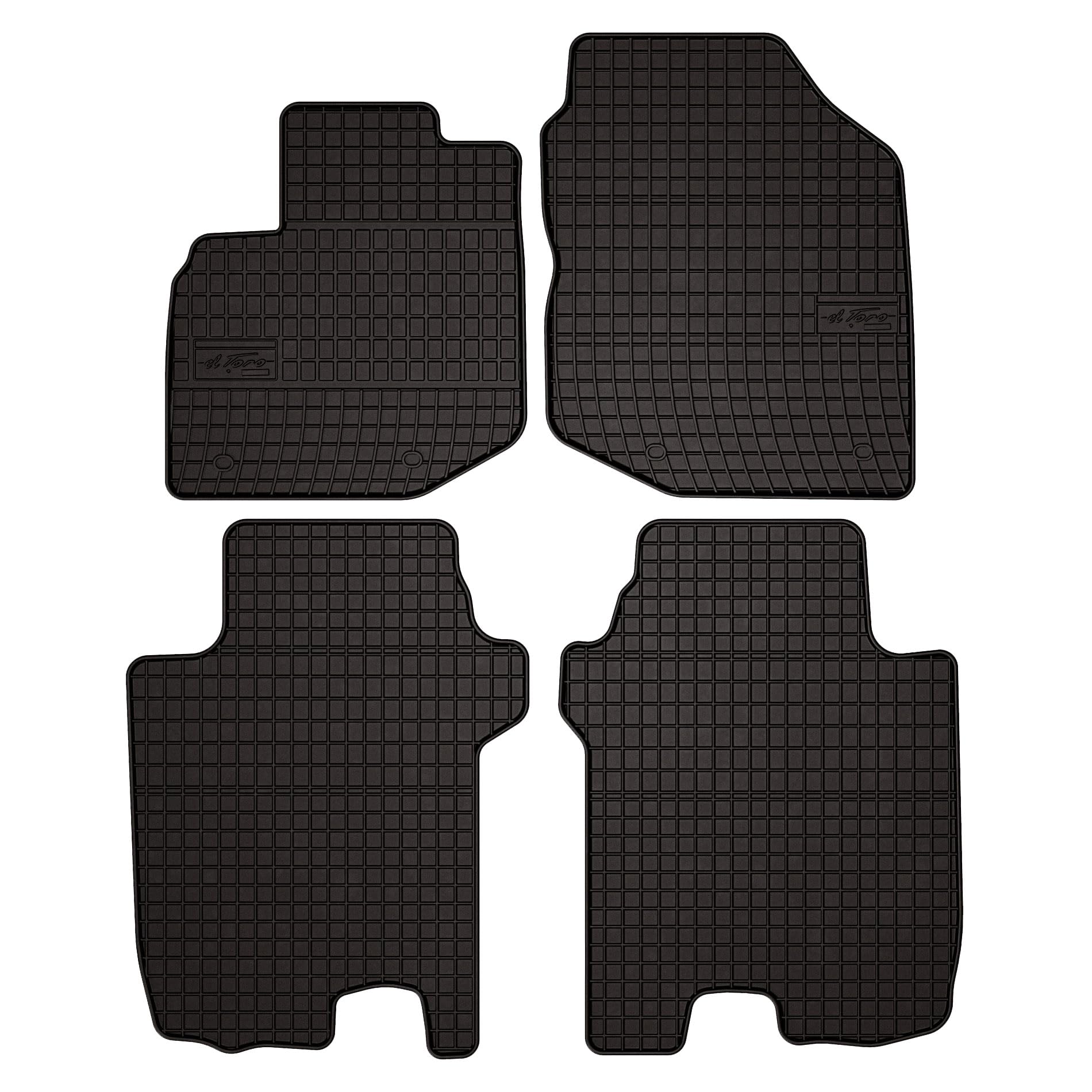Tappetini in gomma su misura, compatibili con Honda Jazz III (2011 – 2014) | Qualità: Premium – Vestibilità precisa antiscivolo, 4 pezzi, nero
