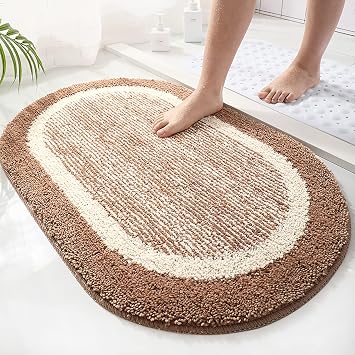 Microfiber Bathroom Rug,Soft Shaggy Area Rug Thick Plush Bath Mat Absorbent Non Slip Bath Rug,Shag Carpet for Bathroom Shower Bathtub Dining Living Room-Champagne 40x60cm16x24inch