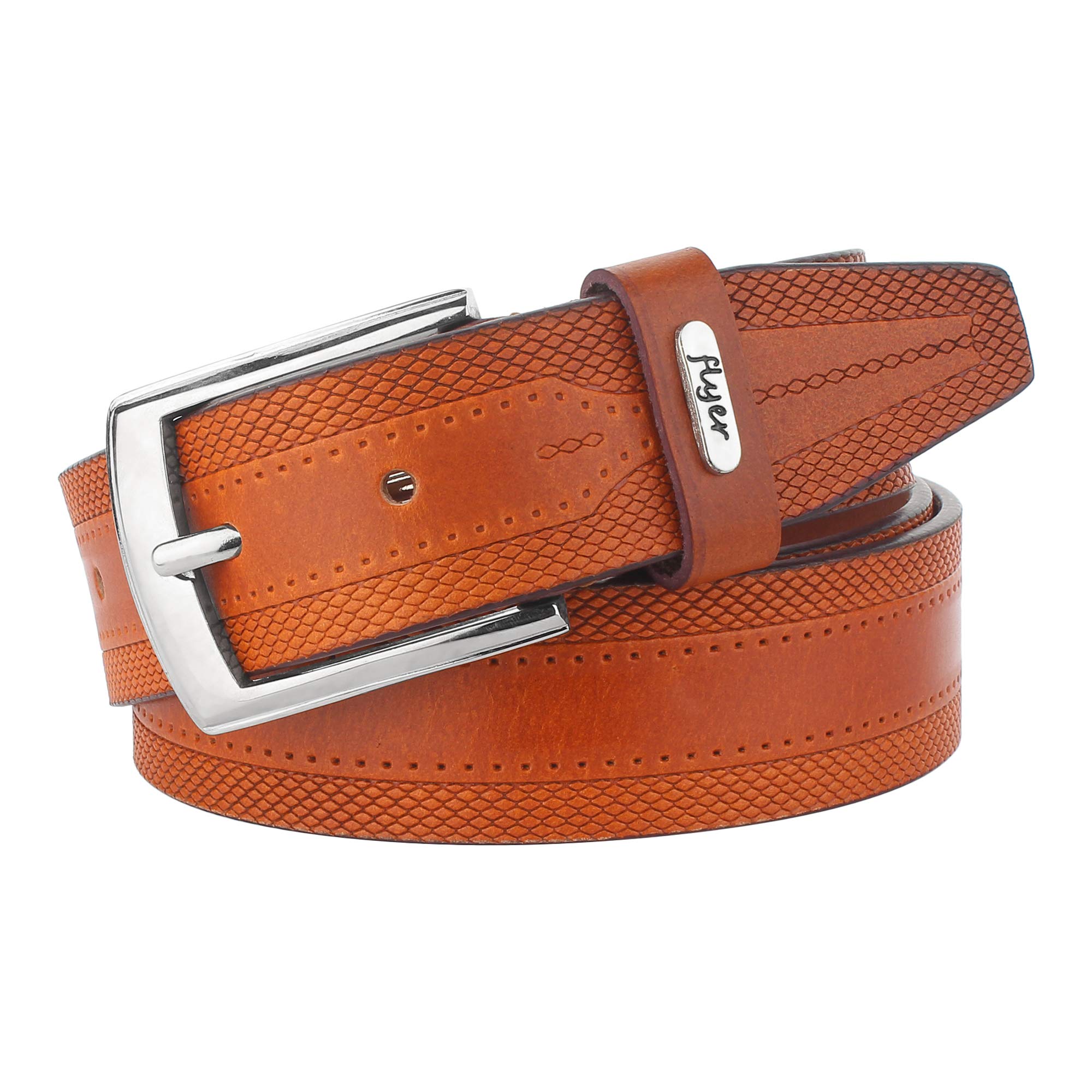 flyer Men's Leather belt (Formal/Casual) (Colour -Tan) Buckle Adjustable Size Genuine Leather (TAN2328)-picture-58