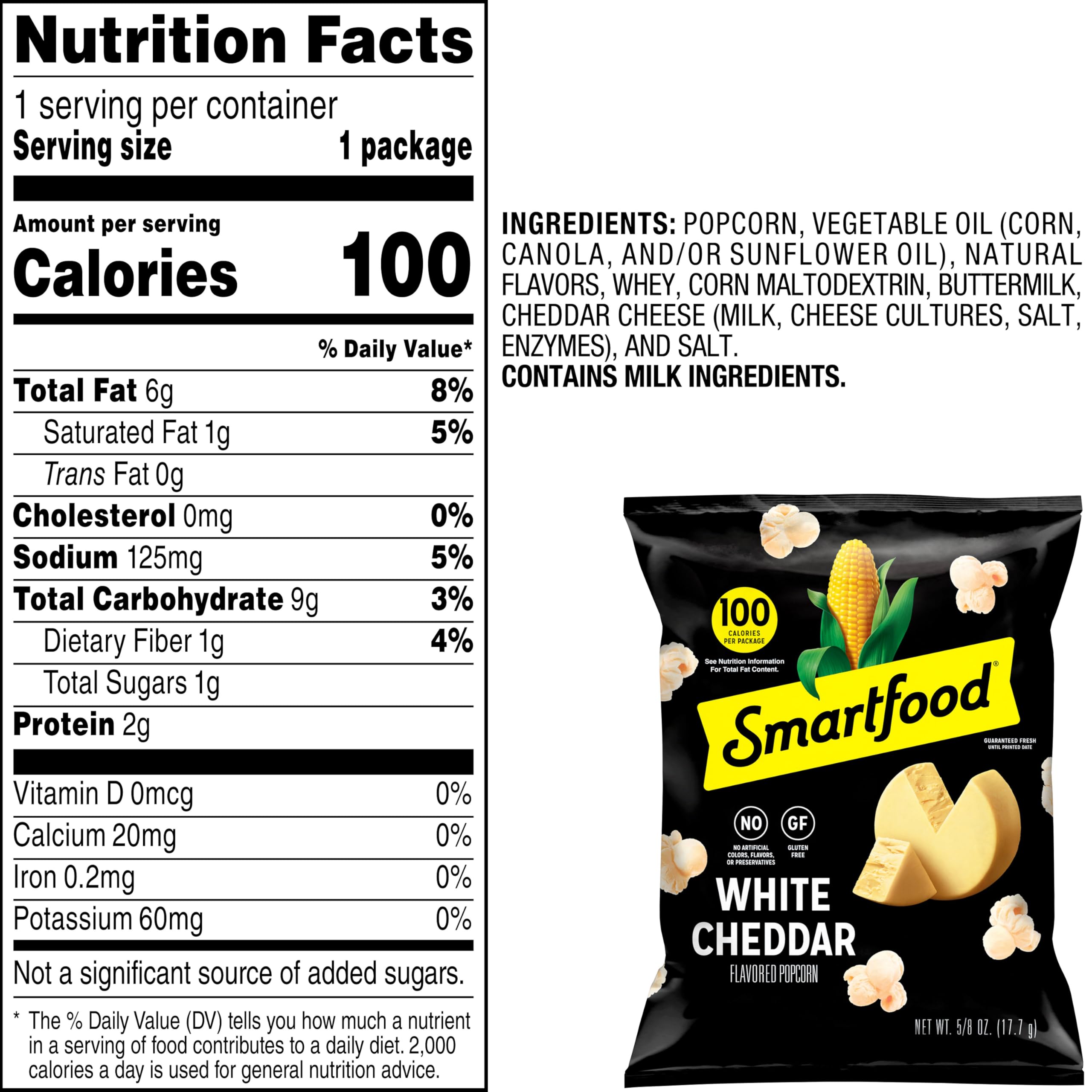 Smartfood Palomitas de maíz con sabor a Cheddar, 0,625 Ounce (paquete de 40)