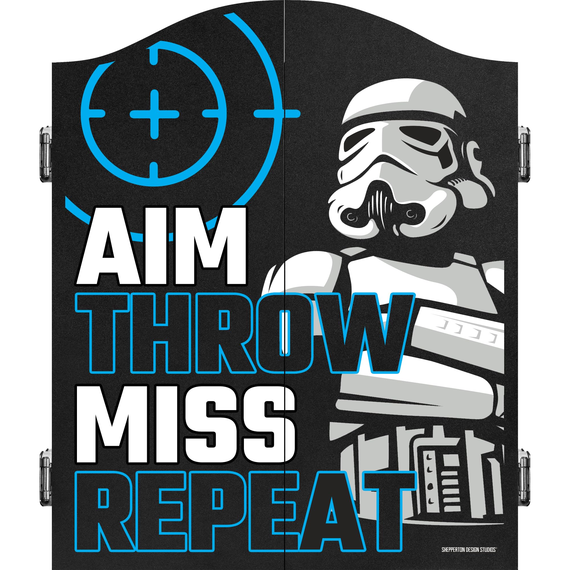Shepperton Design Studios Original Stormtrooper Officially Licensed Dartboard Cabinet, Black Base, Aim Throw Miss Repeat (CAB152)