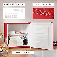 Vista 6 de HOMCOM Mini congelador, congelador vertical compacto de 1.1 pies cúbicos con estantes extraíbles, puerta reversible para el hogar, dormitorio
