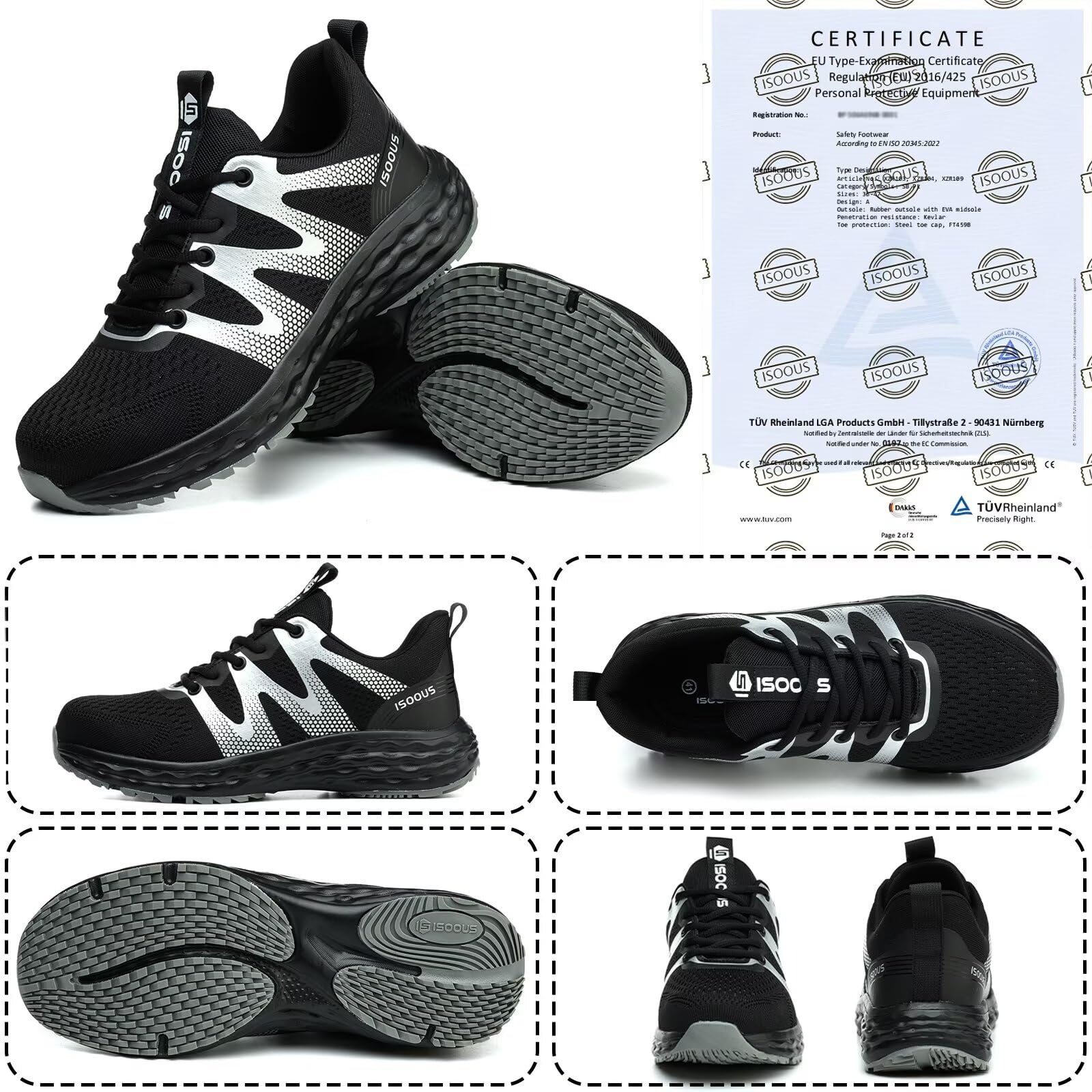 Scarpe Antinfortunistiche Uomo Donna Leggere Scarpe da Lavoro Comode Scarpe Sicurezza con Punta in Acciaio Traspiranti