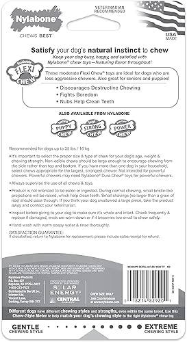 Miniatura 9 de Nylabone Original Bone Flexi - Juguete masticable para perros, juguetes flexibles para masticadores moderados y suaves, sabor a pollo, mediano,