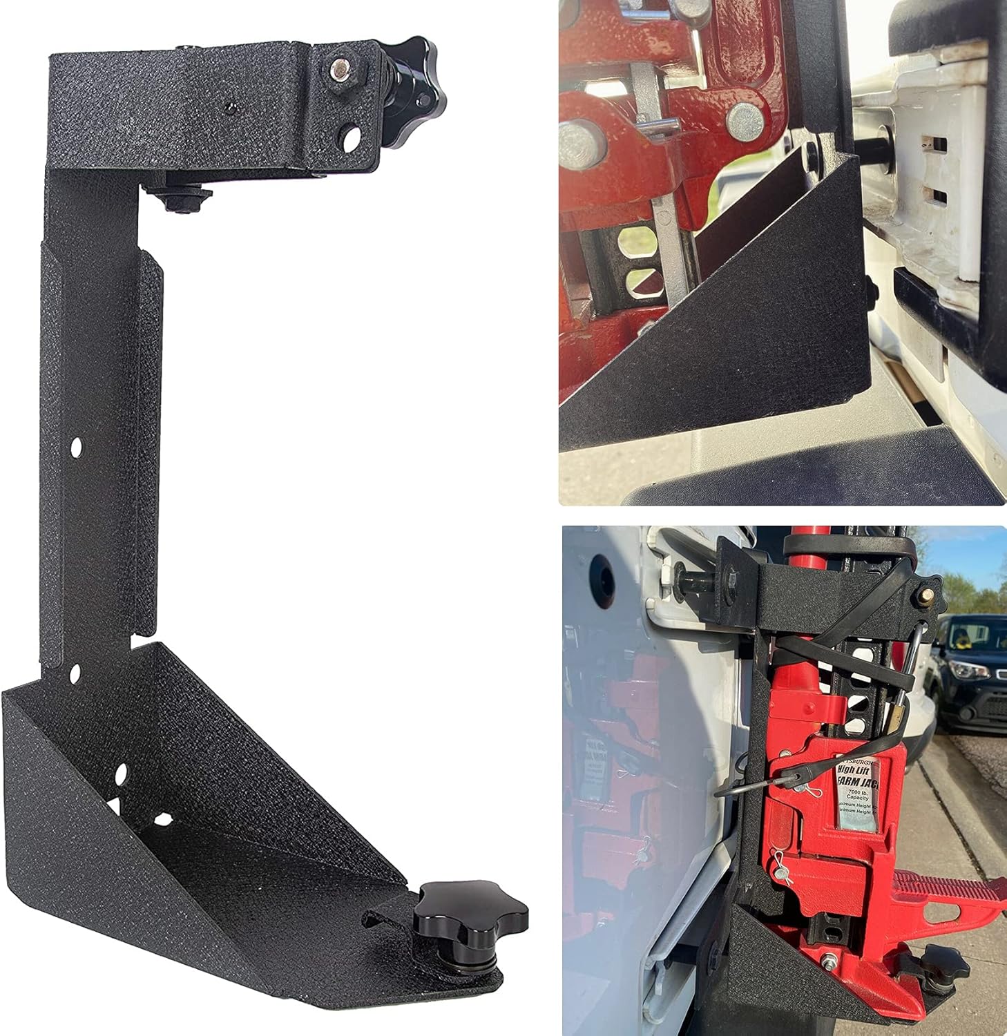 ECOTRIC High Lift Jack Mount Rear Carrier Mounting Bracket Compatible with 2007-2018 Jeep Wrangler JK Rear Off-Road Heavy Duty