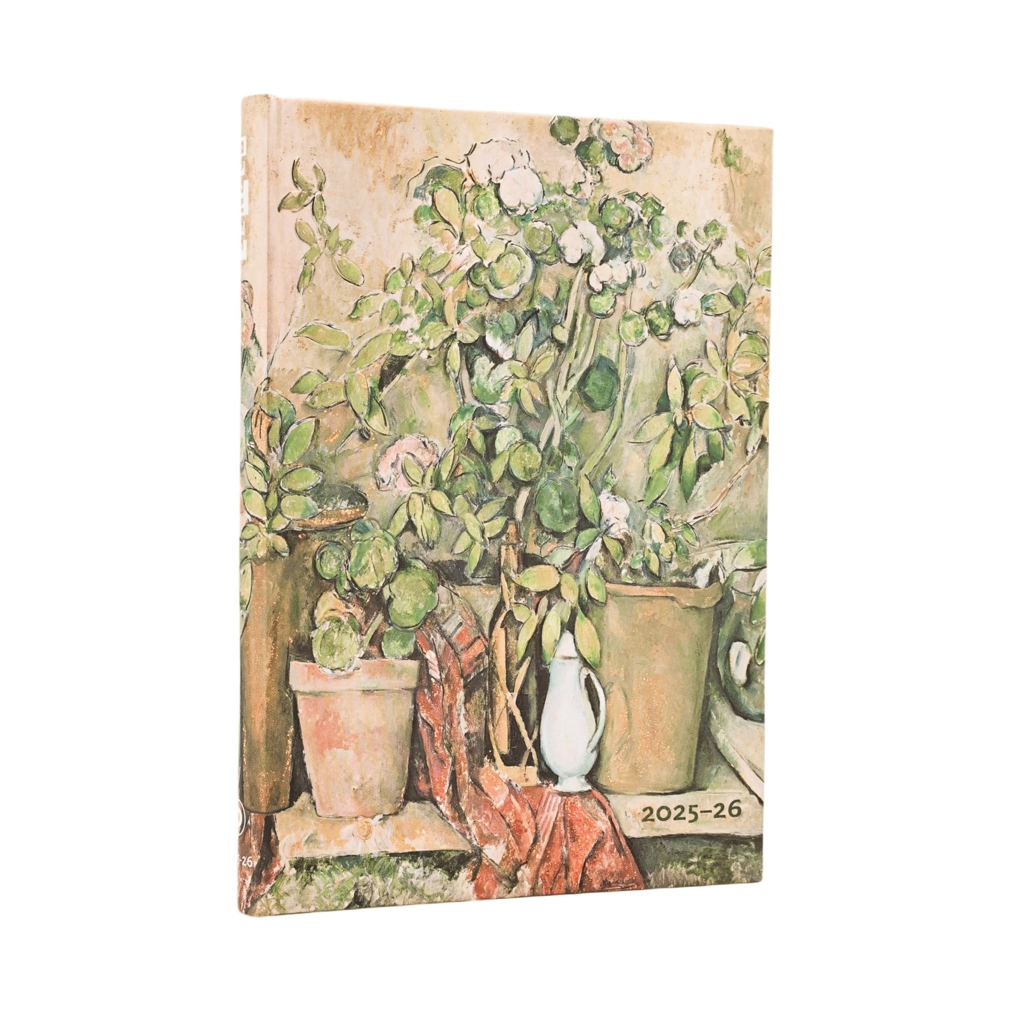 2026 Cezanne's Terracotta Pots and Flowers Midi 18-month Horizontal Hardcover Flexi Dayplanner 2025-2026 (Elastic Band Closure): Kalendarz 18-miesięczny