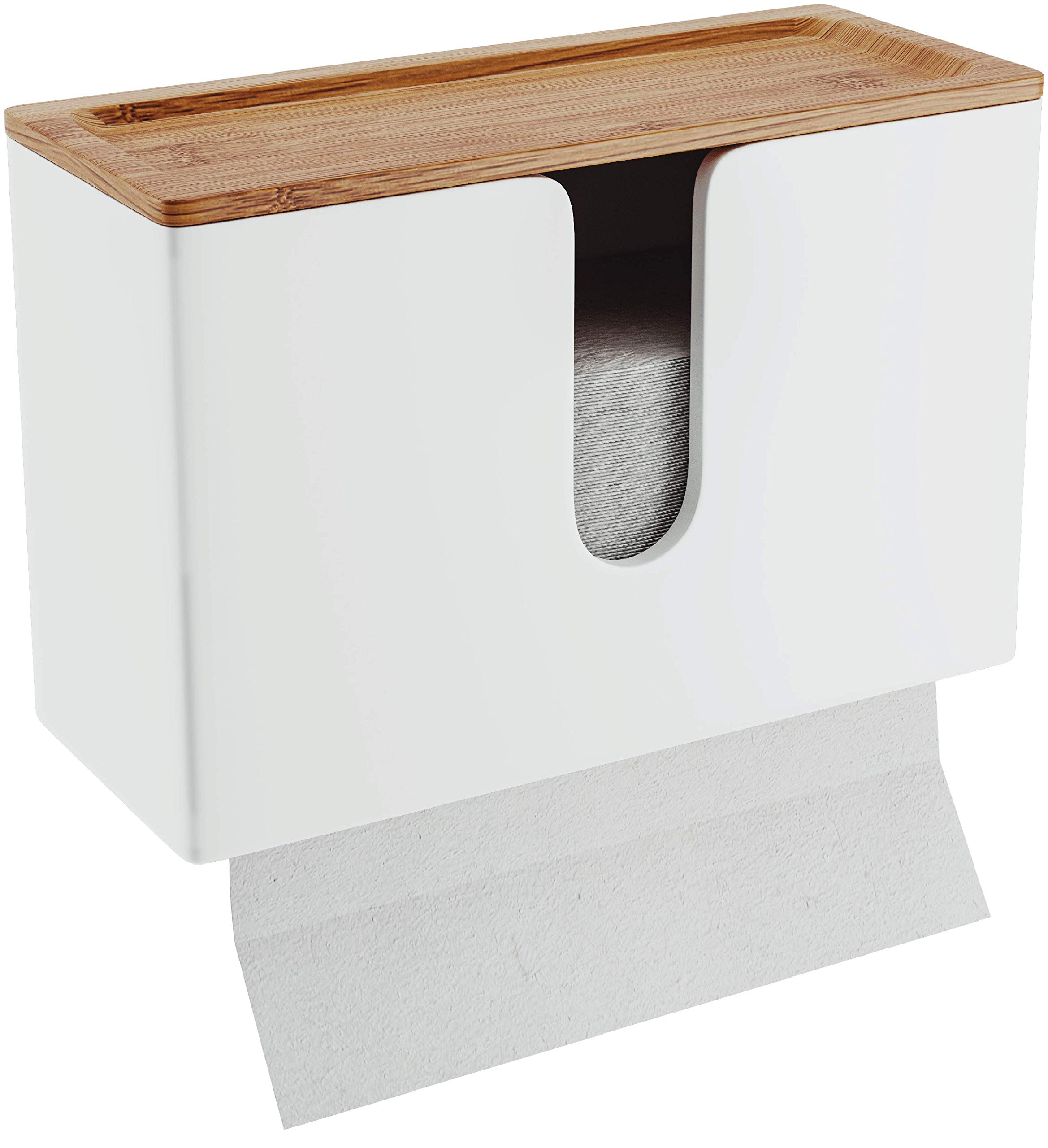 Buy Bamboo Paper Towel Dispenser with Removable Top Tray for Bathroom