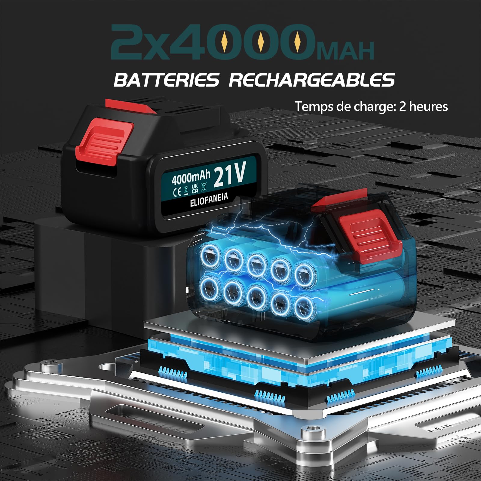 Pistolet à Peinture 2 x 4000mAh Batteries Au Lithium et Chargeur 21V, Pulvérisateur Électrique 1200ML HVLP, 5 Buses, 3 Modes de Pulvérisation pour Maison,Armoires,Murs,Meubles