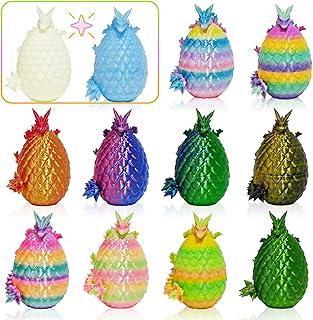 12PCS 3D Printed Dragon Eggs with Dragons Inside, Mini Egg Set, Articulated Crystal Dragon Fidget Toys for Kids, Glow in The Dark Dragon Toys - Stuff Fun Gift for Kids Boys Girls