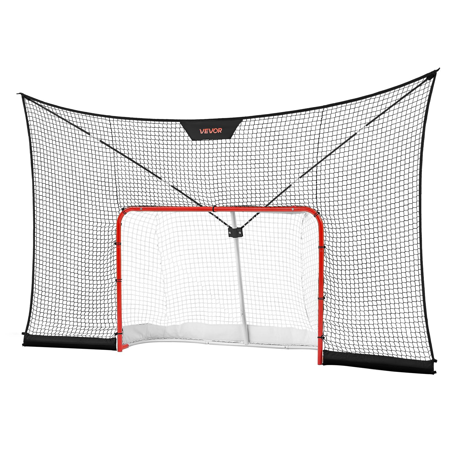 VEVOR Set di Attrezzatura Porta con Rete di Hockey 366 x 213 cm Portatile, Attrezzatura Bersaglio di Porta per Allenamento Hockey Eventi Sportivi Aste di Supporto in Fibra di Vetro, Rete Bersaglio