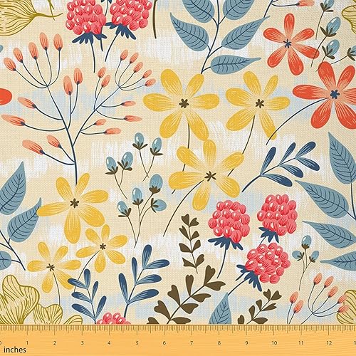 Tela de flores coloridas de The Yard para decoración de jardín diseño floral rústico para tapicería y proyectos de bricolaje tulipán multicolor para