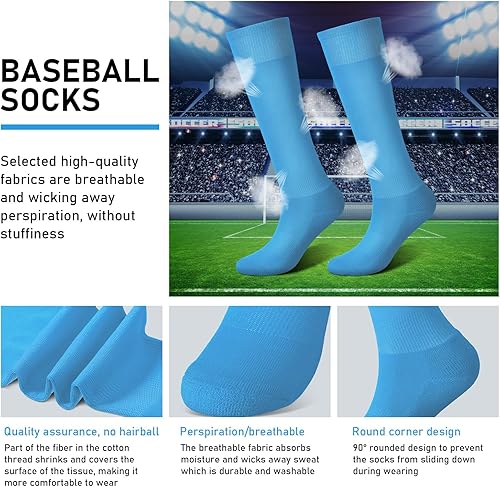 Miniatura 4 de Zhanmai Combo de cinturón y calcetines de béisbol ajustables para sóftbol y cinturón elástico para jóvenes, niños y niñas, adultos