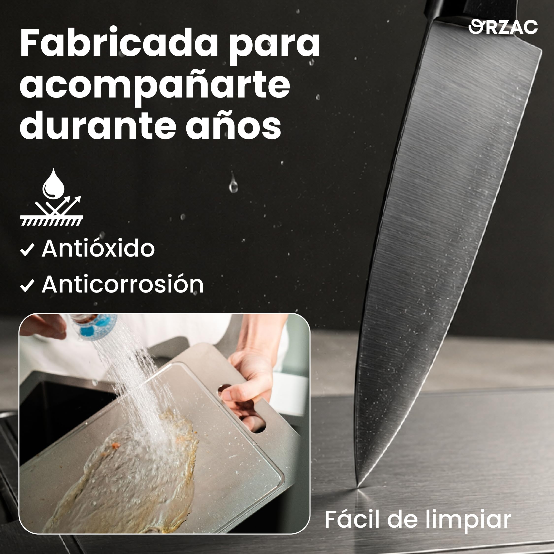 Tabla de Cortar Acero Inoxidable 2 Uds | 40x30 y 35x25 Cm