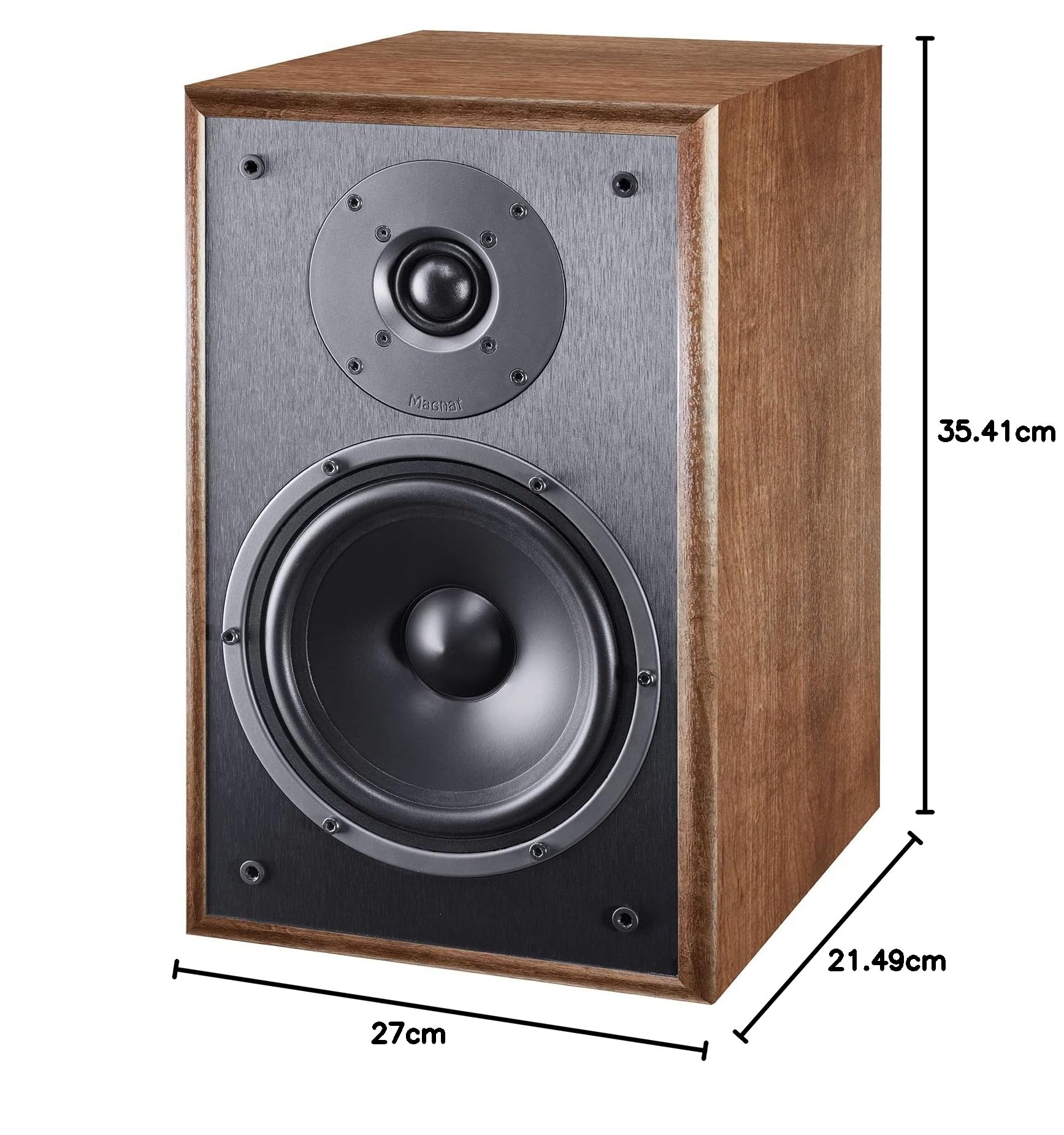 Monitor S30, Leistungsstarke Regalbox, 2 Wege Regallautsprecher 2 Wege Bassreflex, 1 Paar, Walnut | 2-Wege-Bassreflex-Regallautsprecher-Paar mit 17-cm-Tieftöner und 28-mm-Hochtöner für Stereo und Heimkino.