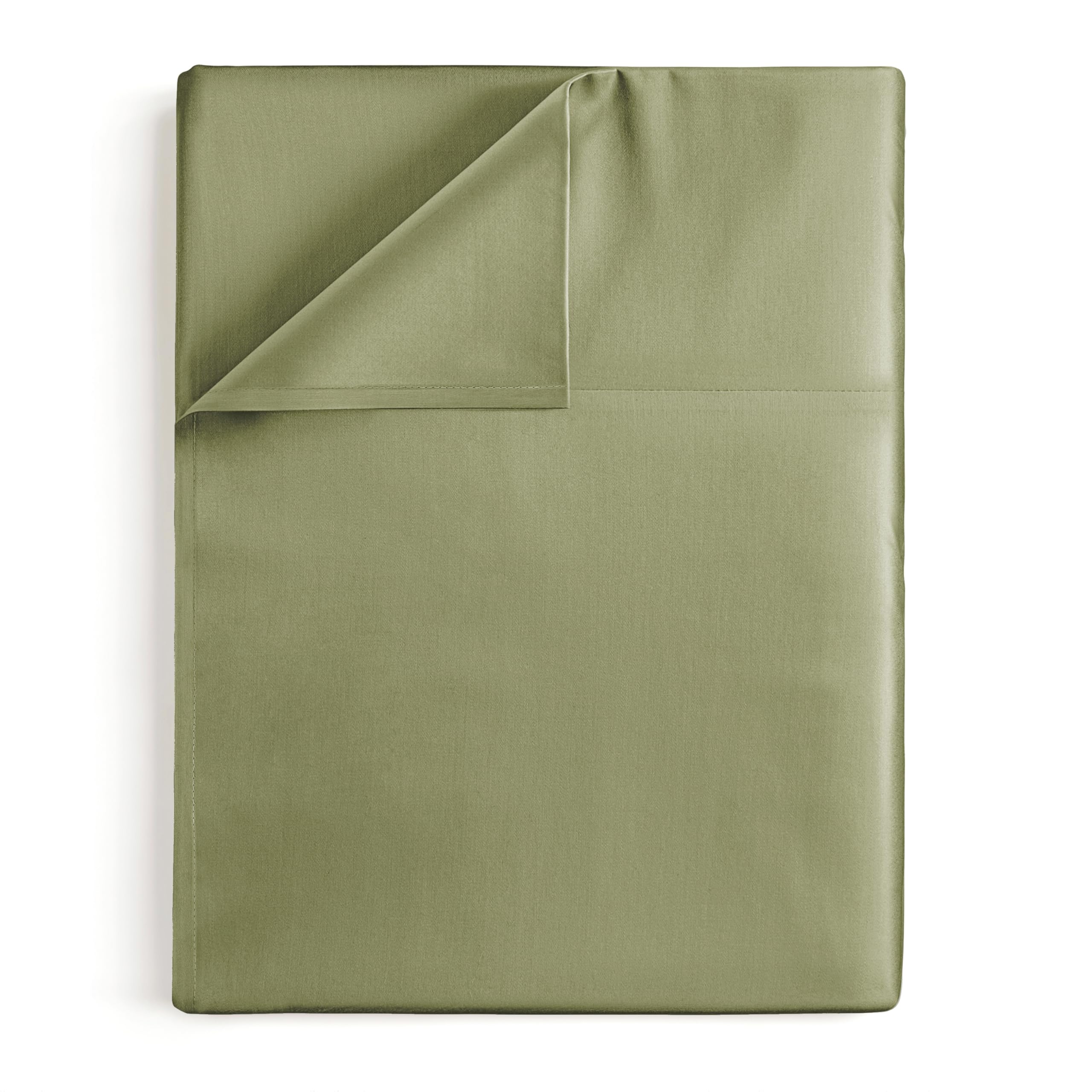 queen 400 thread count 100% cotton flat sheet - comfortable, cooling & breathable cotton - hotel quality flat bed sheet - extra soft & comfy - easy care, wrinkle free - sage green top flat sheet only