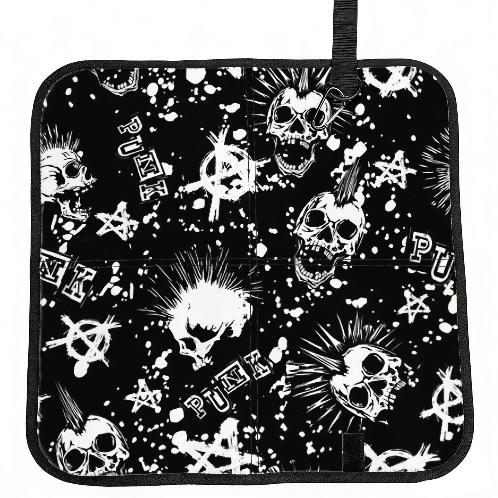 NImongt White Punk Skull Print Portable Chair Pad Foldable Seat Cushion Outdoor Seating Office Picnic Camping